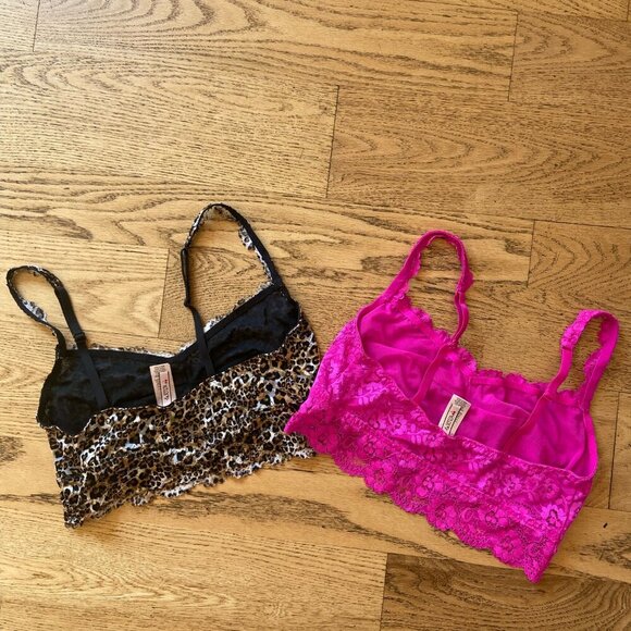 NWOT La Senza Set of 2 Lace Bralettes Bright Pink and Leopard Print Size Small - Picture 6 of 13